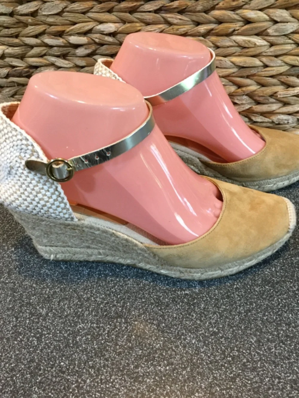 Kanna Two-Tone Tan Espadrille Wedge Sandals